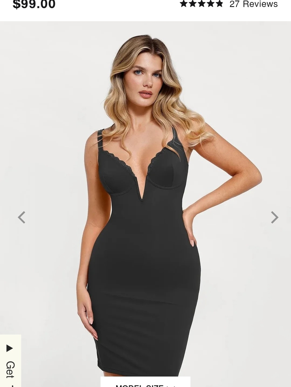 Plunge V Black Sculpting Slip Dress